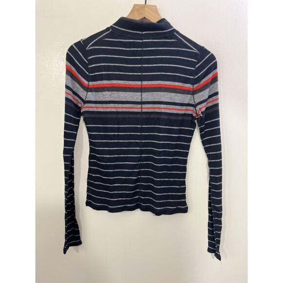 Dark Academia Y2K Bella Indie Sleaze Wool Striped Sweater S Parisian 90s Fitted - Picture 2 of 13